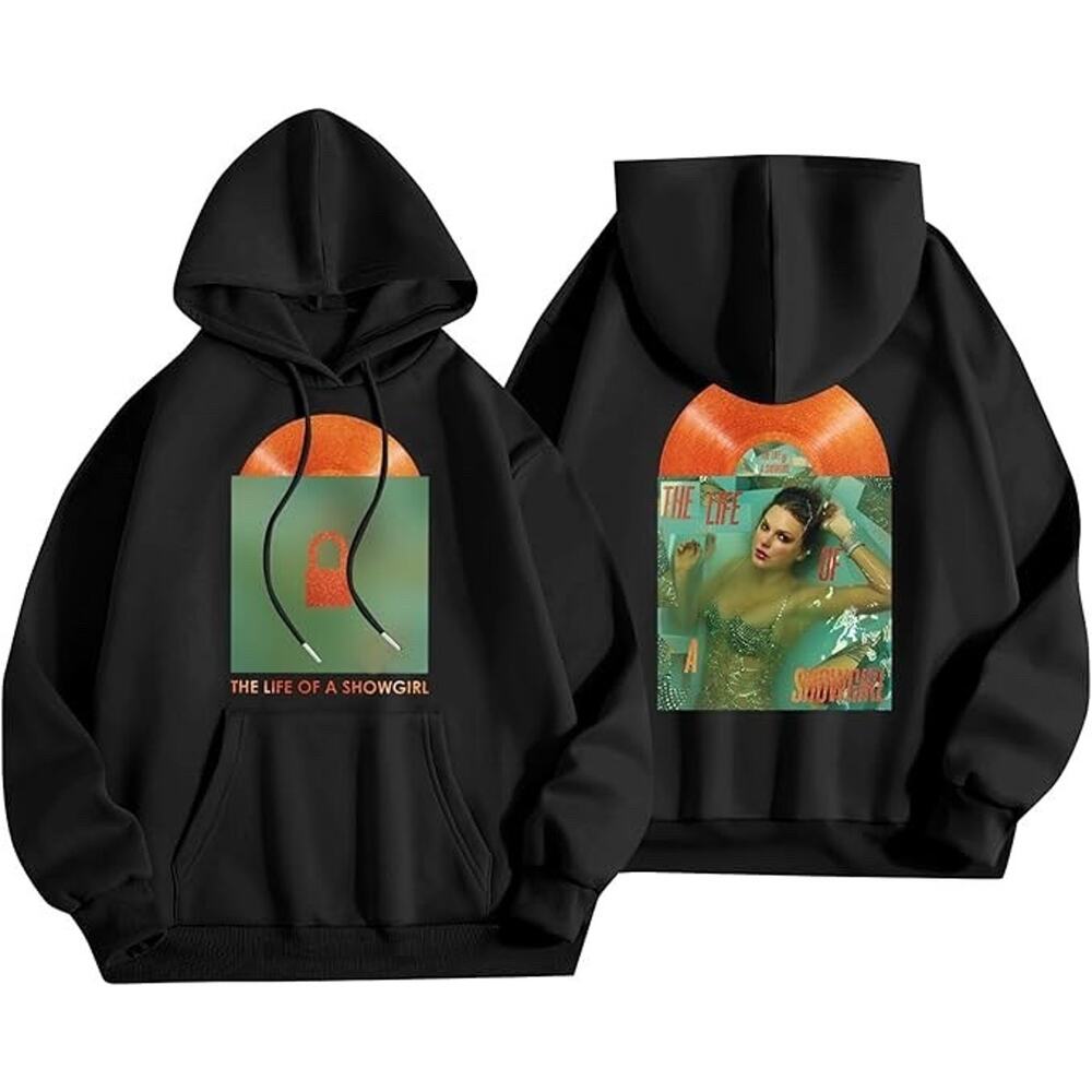 TAYLOR SWIFT The Life Of A Showgirl Black Hoodie Size Medium NEW!